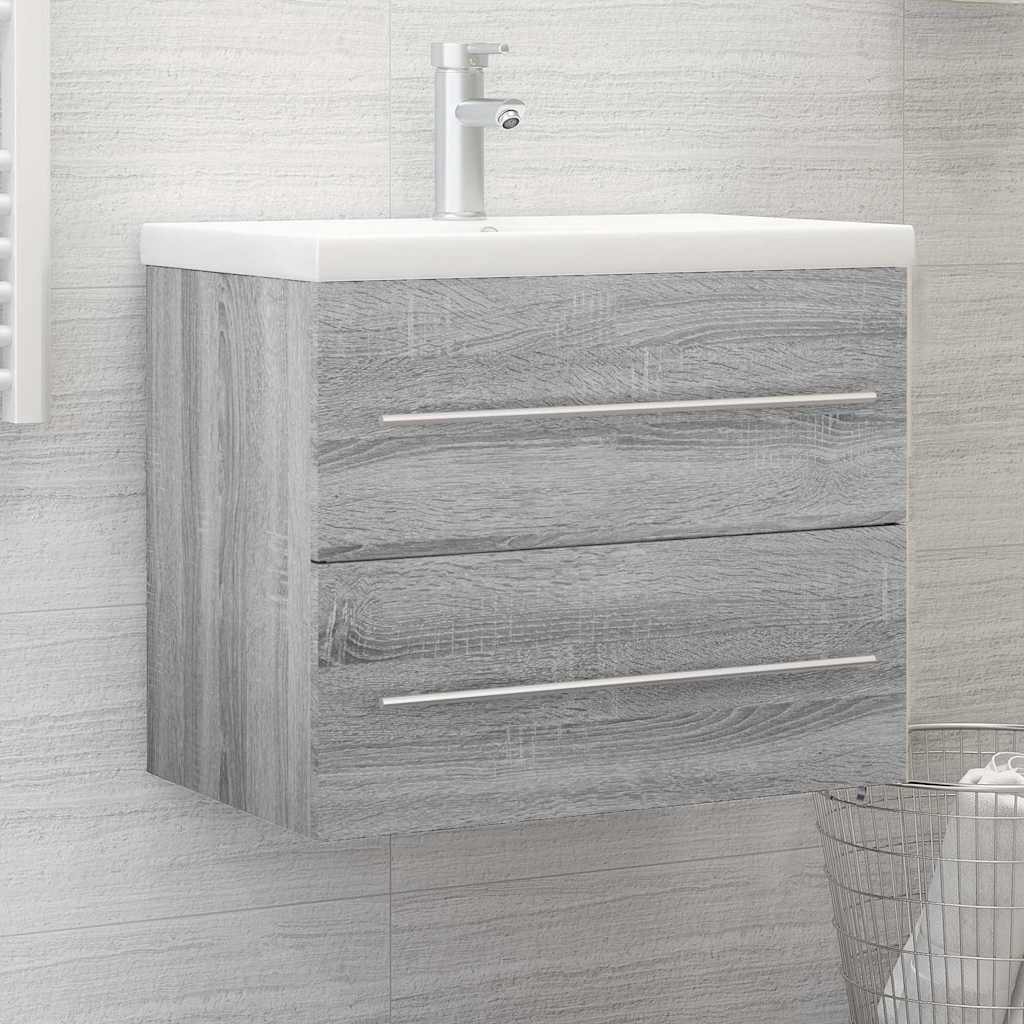 vidaXL Sink Cabinet Grey Sonoma 60x38.5x48 cm Engineered Wood 1