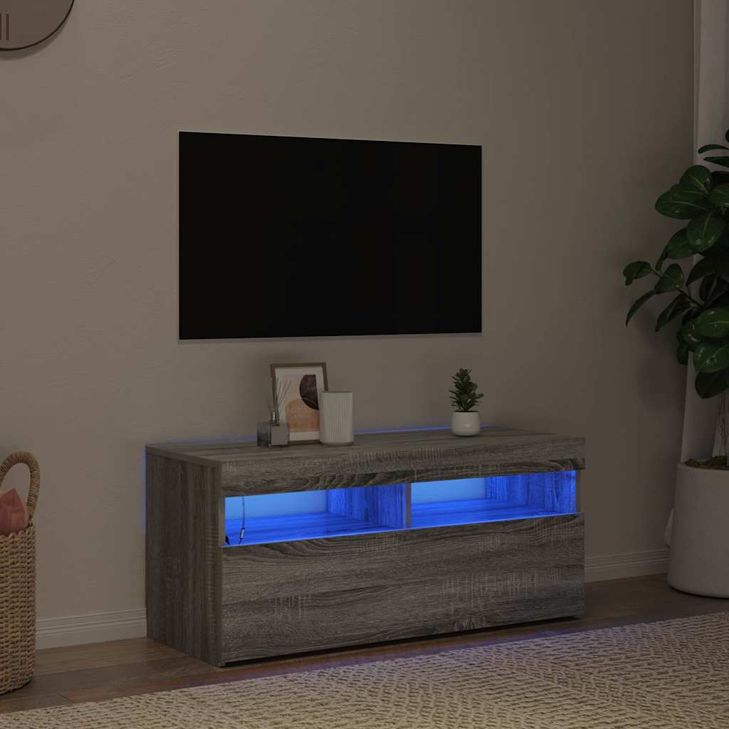TV Cabinet with LED Lights Grey Sonoma