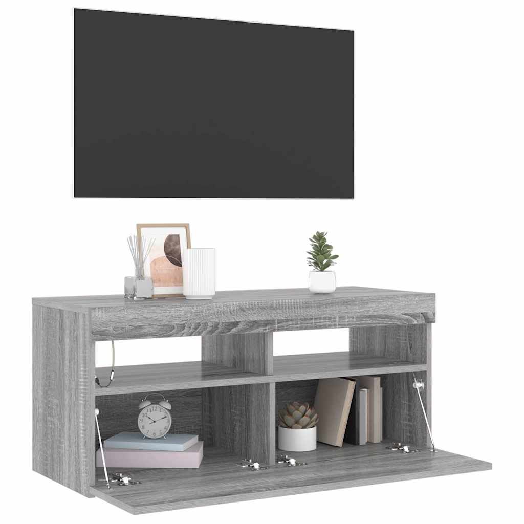 TV Cabinet with LED Lights Grey Sonoma