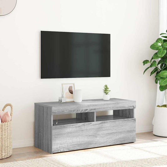 TV Cabinet with LED Lights Grey Sonoma