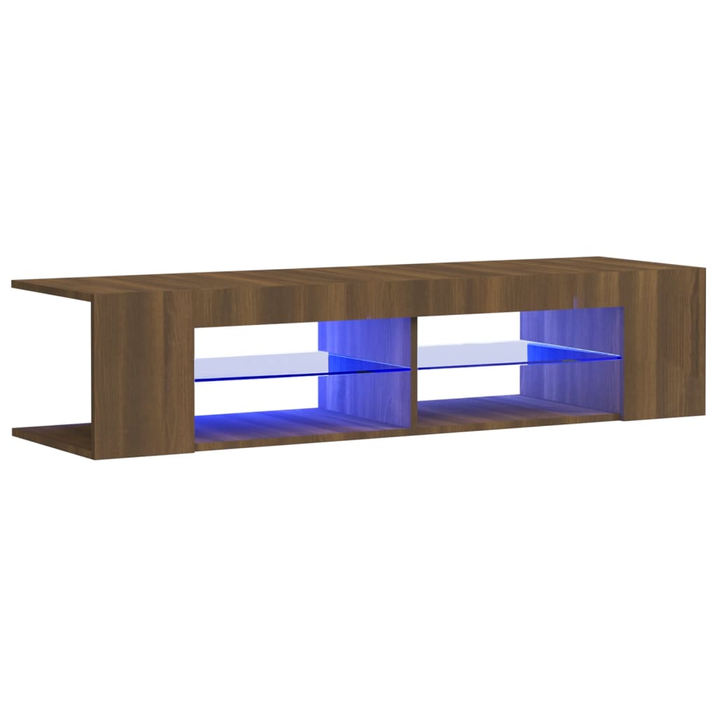 vidaXL TV Cabinet with LED Lights Brown Oak 135x39x30 cm 2