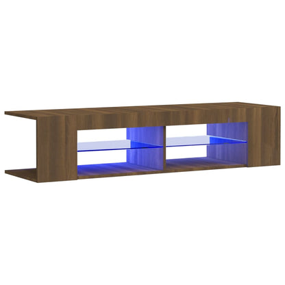 vidaXL TV Cabinet with LED Lights Brown Oak 135x39x30 cm 2
