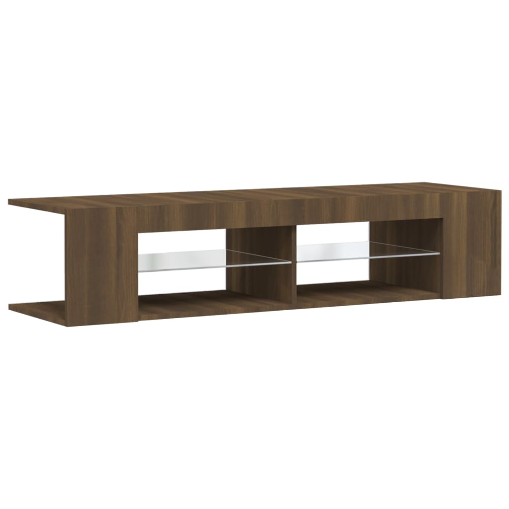 vidaXL TV Cabinet with LED Lights Brown Oak 135x39x30 cm 3