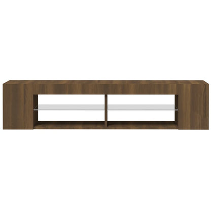 vidaXL TV Cabinet with LED Lights Brown Oak 135x39x30 cm 4