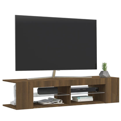 vidaXL TV Cabinet with LED Lights Brown Oak 135x39x30 cm 6