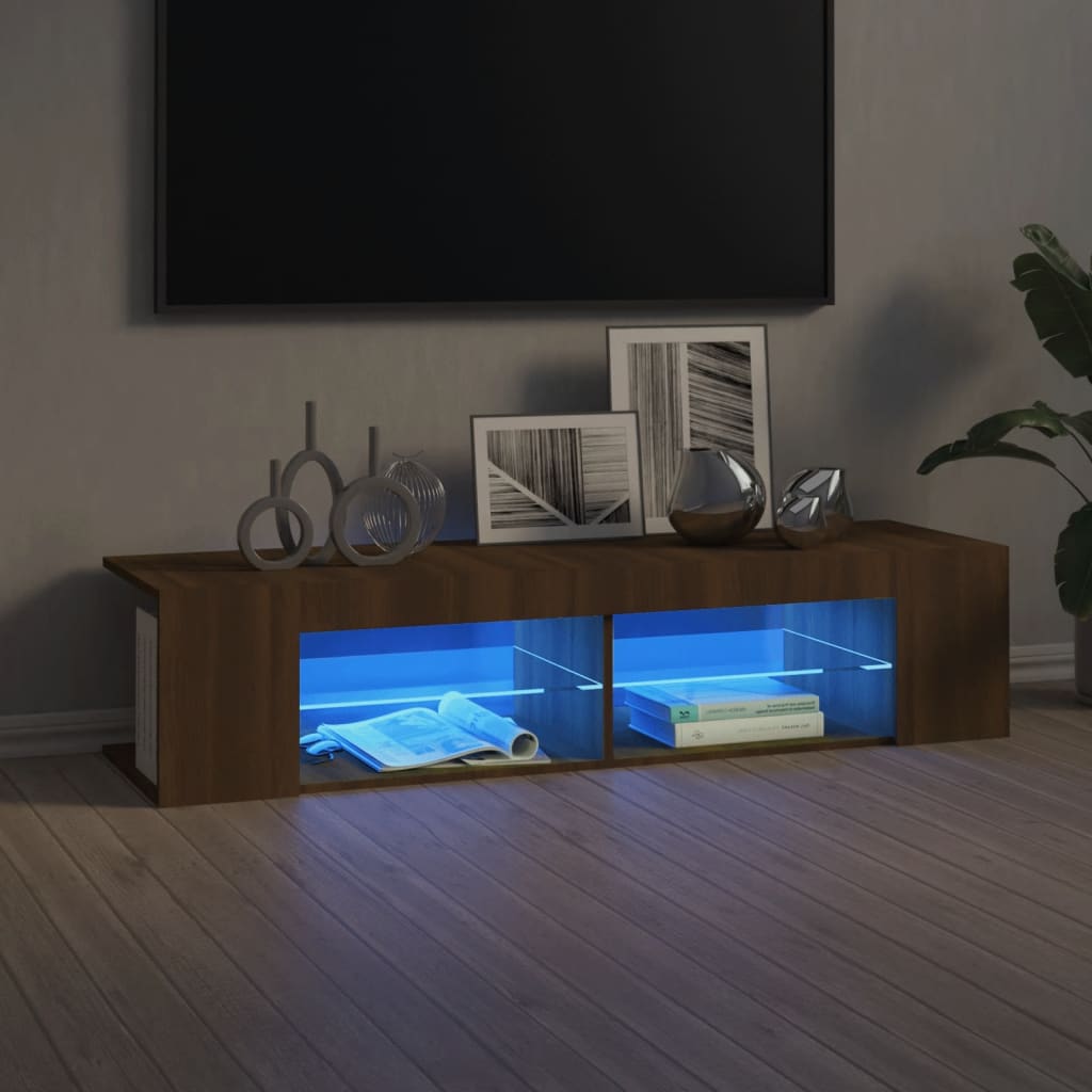 vidaXL TV Cabinet with LED Lights Brown Oak 135x39x30 cm 1