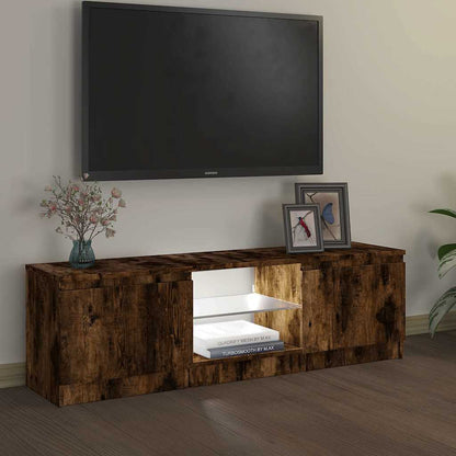 vidaXL TV Cabinet with LED Lights Smoked Oak 120x30x36 cm 5