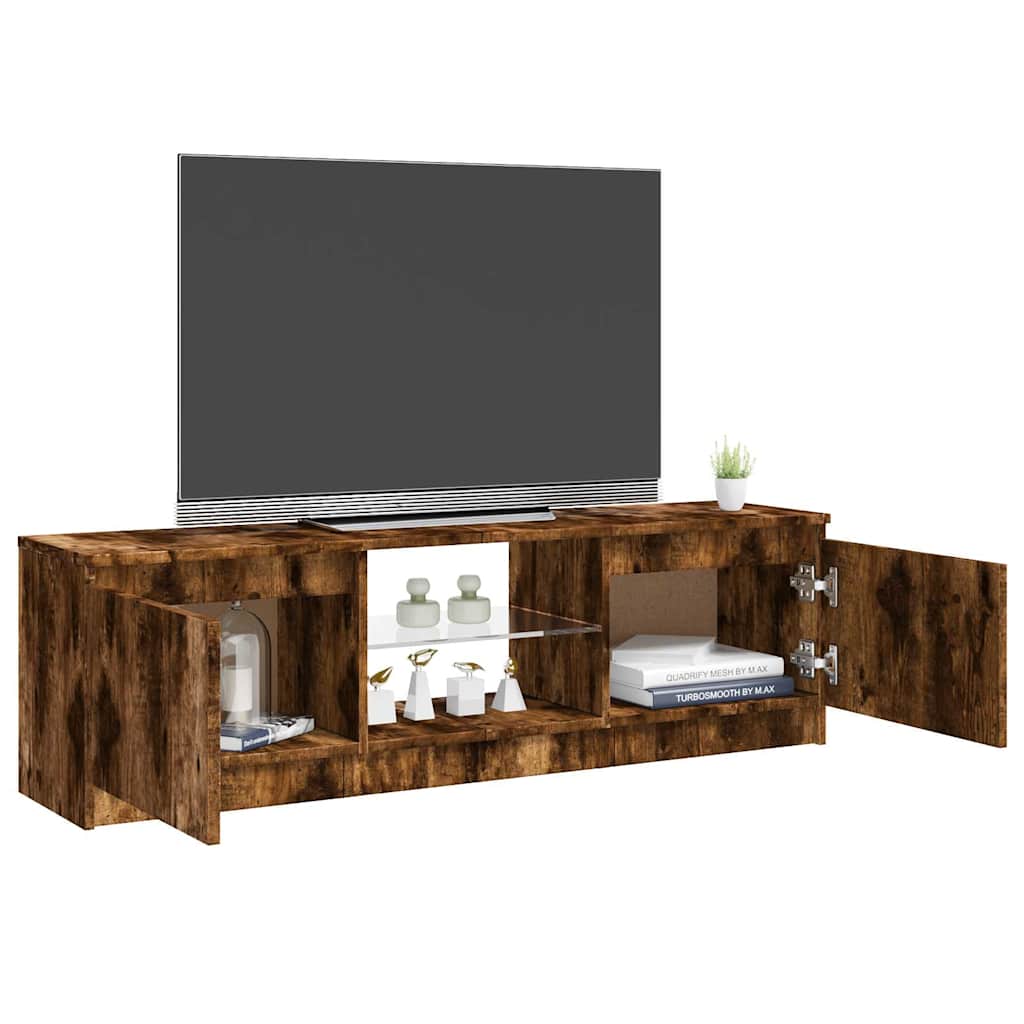 vidaXL TV Cabinet with LED Lights Smoked Oak 120x30x36 cm 6