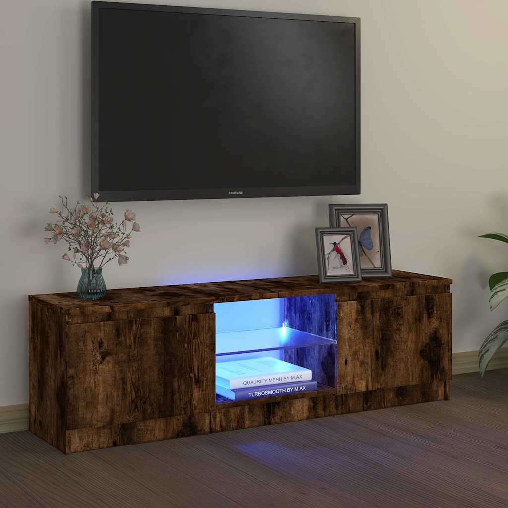 vidaXL TV Cabinet with LED Lights Smoked Oak 120x30x36 cm 1