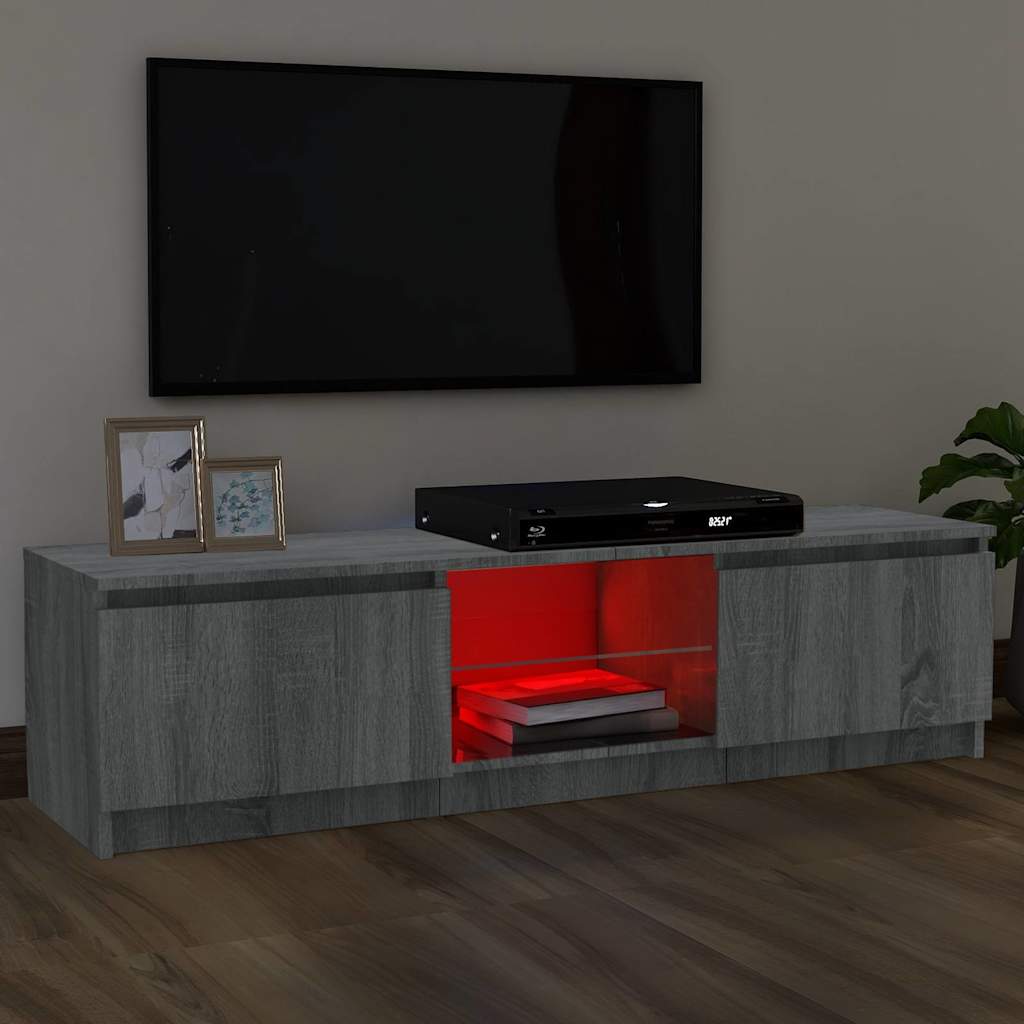 vidaXL TV Cabinet with LED Lights Grey Sonoma 120x30x36 cm 3