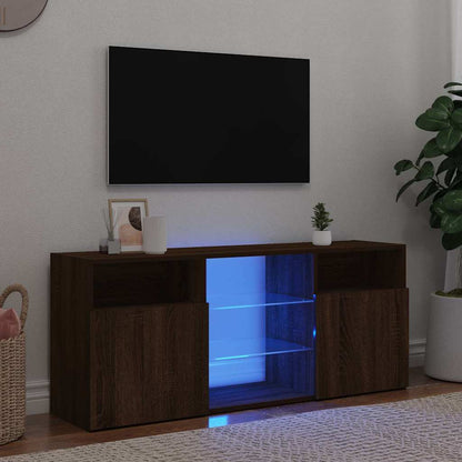 TV Cabinet with LED Lights 120x30x50 cm Brown oak