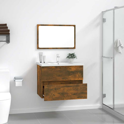 vidaXL 2 Piece Bathroom Furniture Set Smoked Oak Engineered Wood 3