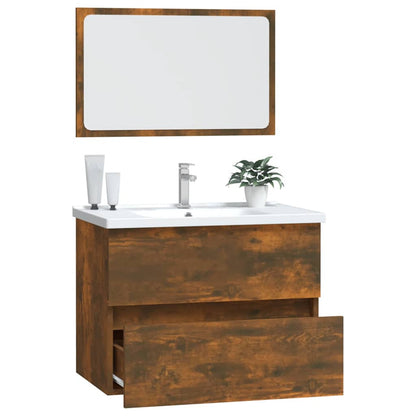 vidaXL 2 Piece Bathroom Furniture Set Smoked Oak Engineered Wood 5