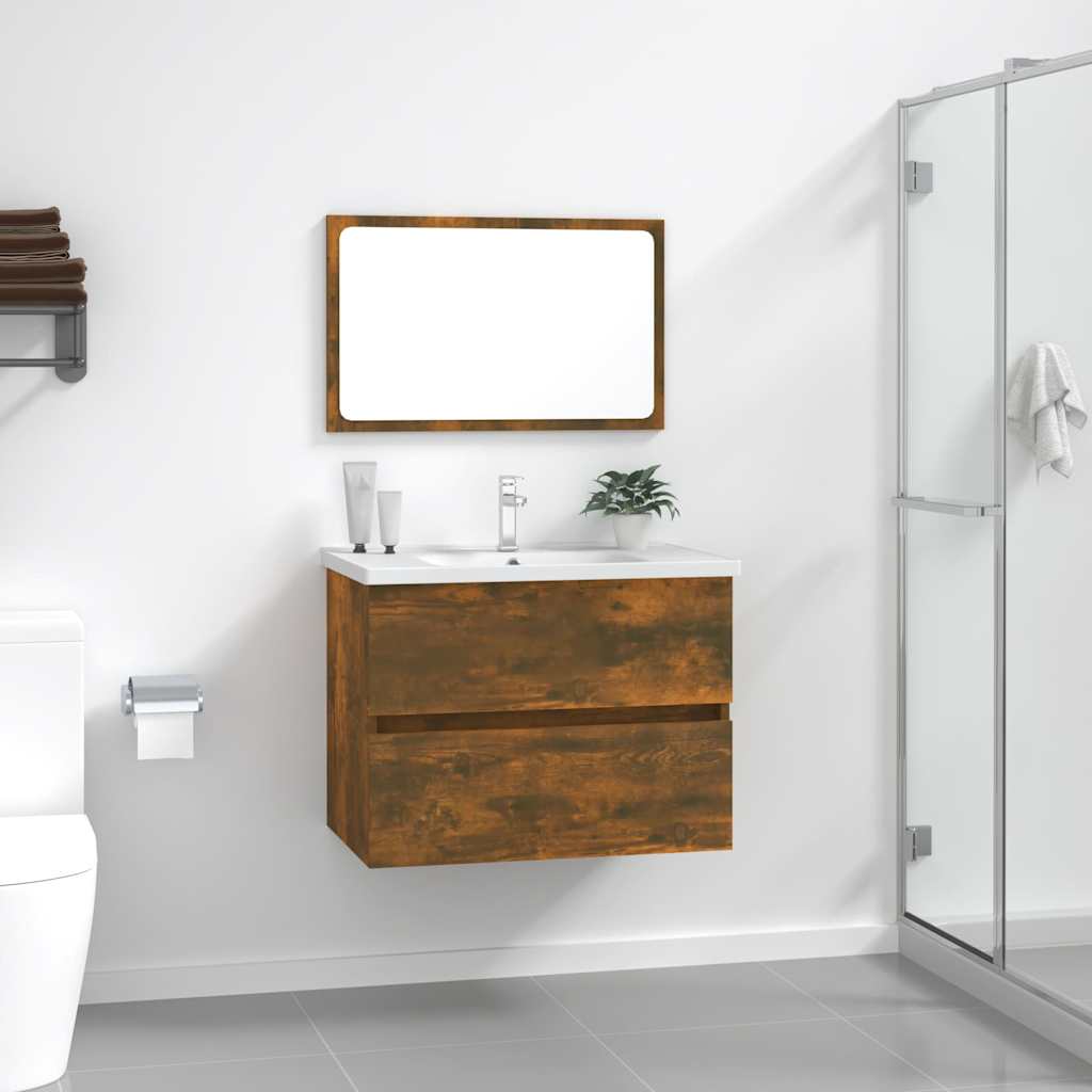 vidaXL 2 Piece Bathroom Furniture Set Smoked Oak Engineered Wood 1