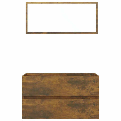 vidaXL 2 Piece Bathroom Furniture Set Smoked Oak Engineered Wood 2