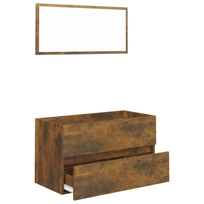 vidaXL 2 Piece Bathroom Furniture Set Smoked Oak Engineered Wood 5
