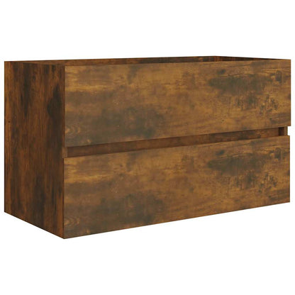 vidaXL 2 Piece Bathroom Furniture Set Smoked Oak Engineered Wood 6