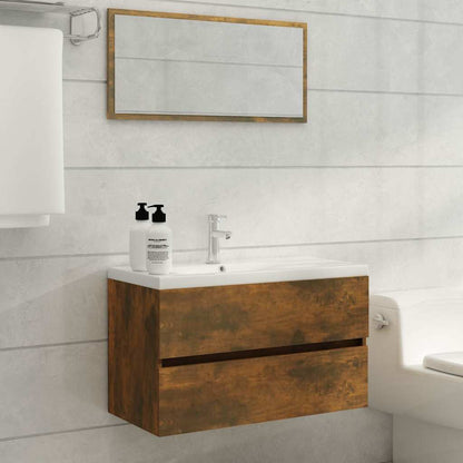 vidaXL 2 Piece Bathroom Furniture Set Smoked Oak Engineered Wood 1