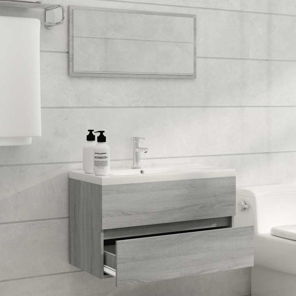 vidaXL 2 Piece Bathroom Furniture Set Grey Sonoma Engineered Wood 3
