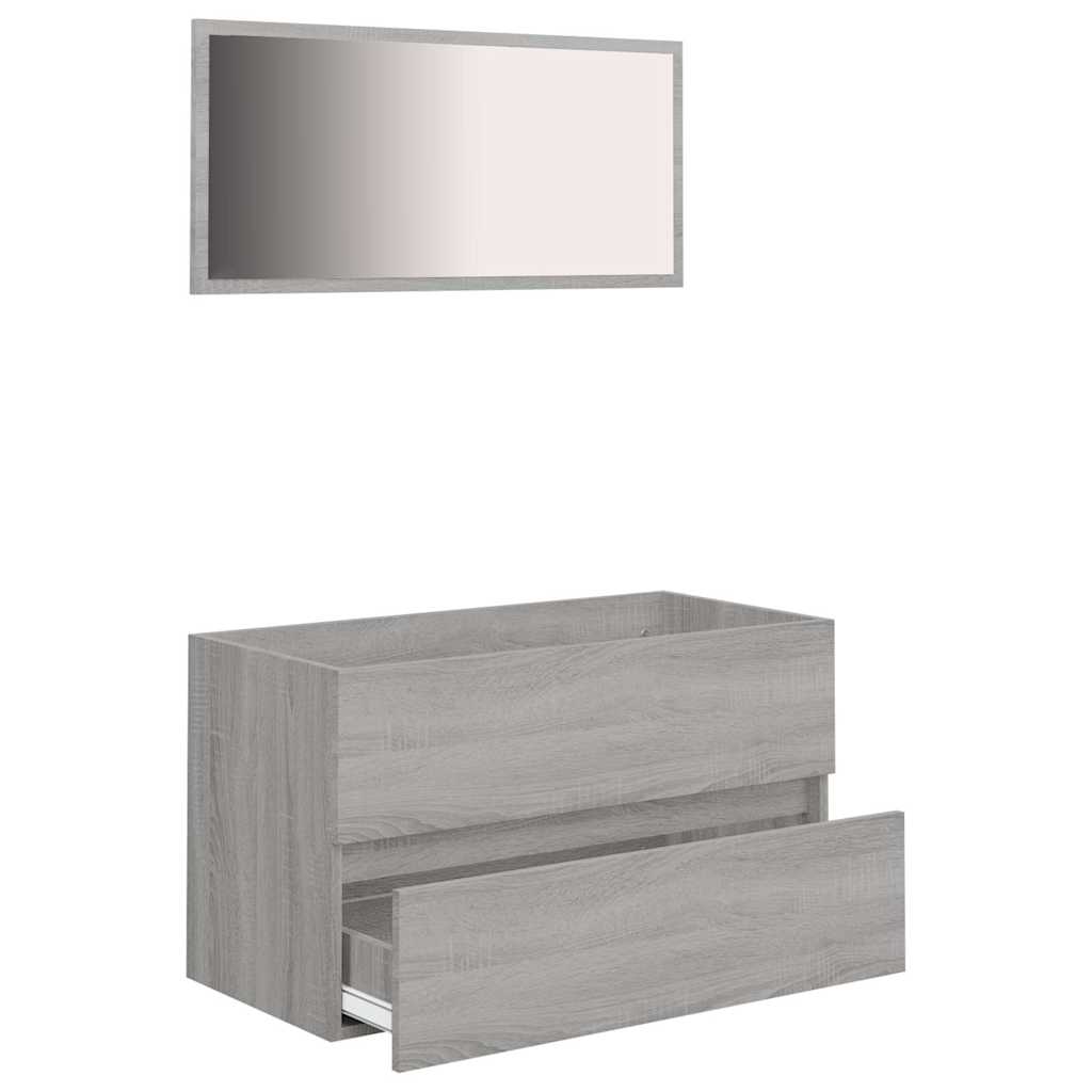 vidaXL 2 Piece Bathroom Furniture Set Grey Sonoma Engineered Wood 5
