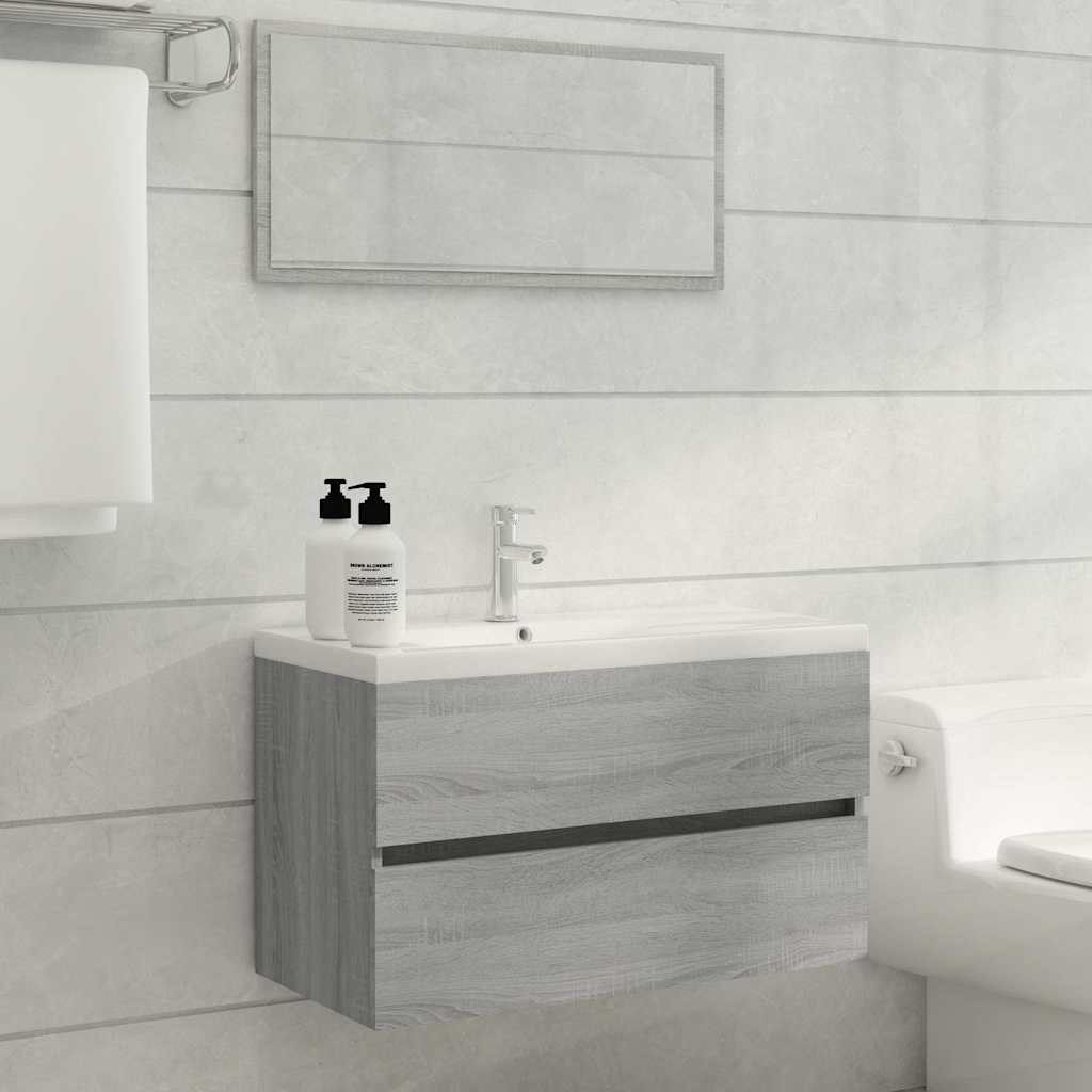 vidaXL 2 Piece Bathroom Furniture Set Grey Sonoma Engineered Wood 1