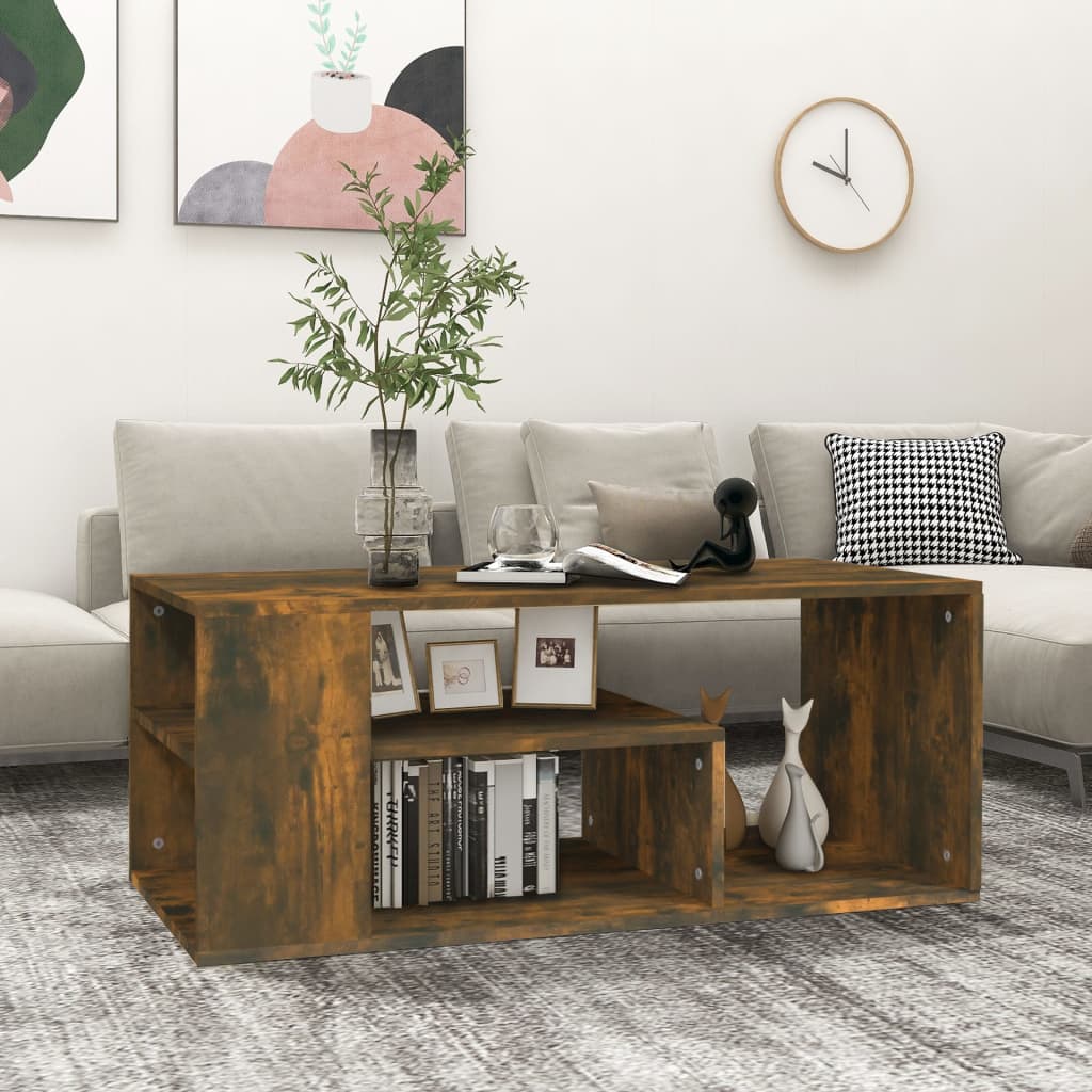 vidaXL Coffee Table Smoked Oak 100x50x40 cm Engineered Wood 1
