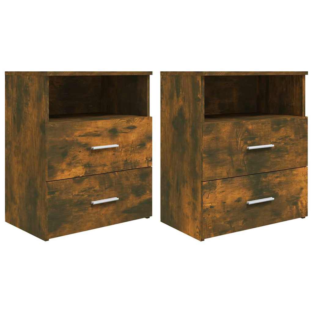vidaXL Bed Cabinets 2 pcs Smoked Oak 50x32x60 cm 2