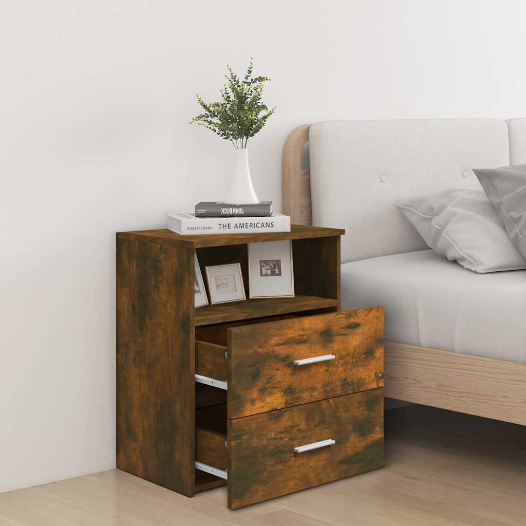 vidaXL Bed Cabinets 2 pcs Smoked Oak 50x32x60 cm 4