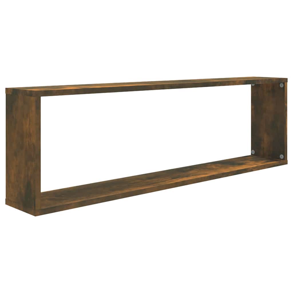 vidaXL Wall Cube Shelves 4 pcs Smoked Oak 100x15x30 cm Engineered Wood 5