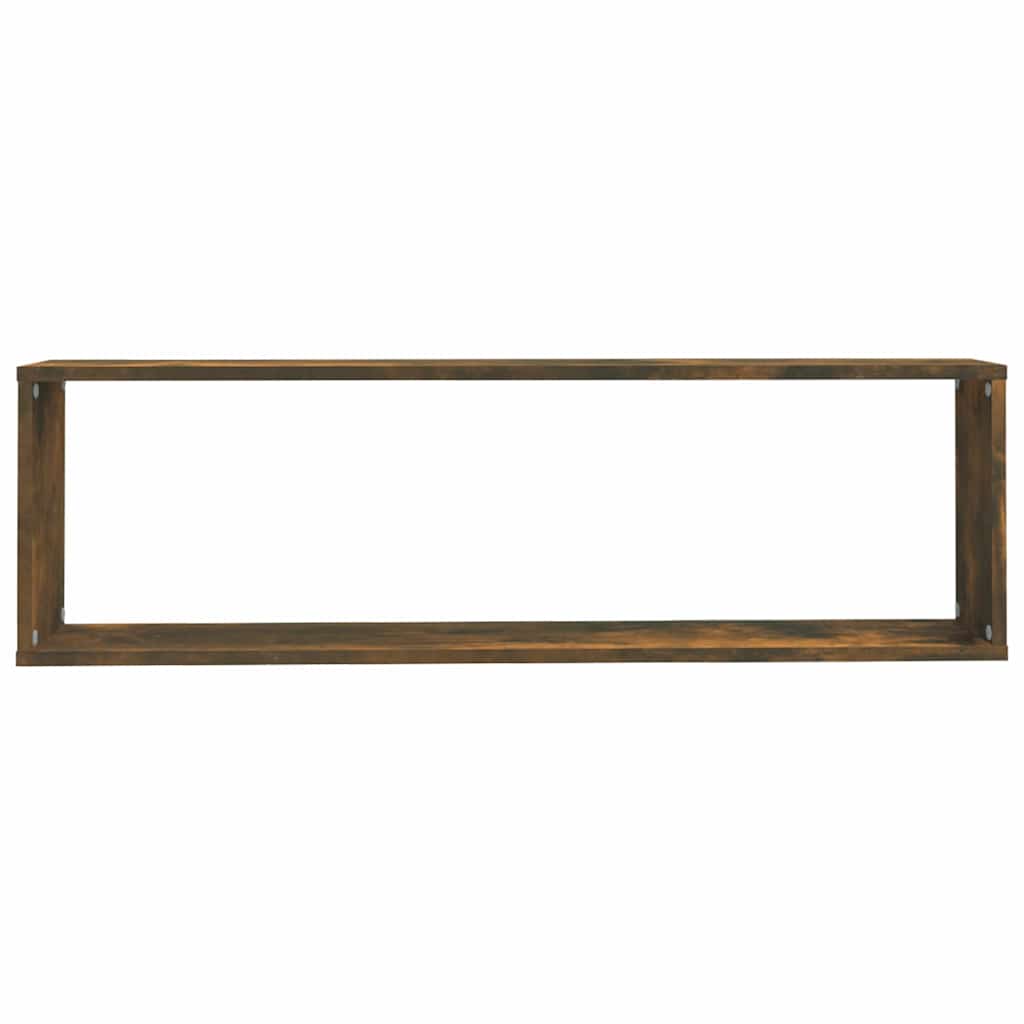 vidaXL Wall Cube Shelves 4 pcs Smoked Oak 100x15x30 cm Engineered Wood 6