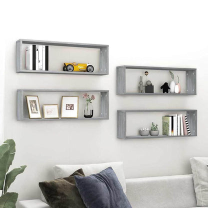 vidaXL Wall Cube Shelves 80x15x26.5 cm Engineered Wood 4 pcs