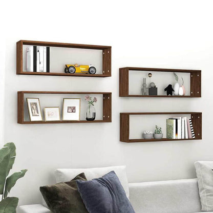vidaXL Wall Cube Shelves 80x15x26.5 cm Engineered Wood 4 pcs