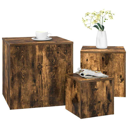 vidaXL Side Tables 3 pcs Smoked Oak Engineered Wood 3