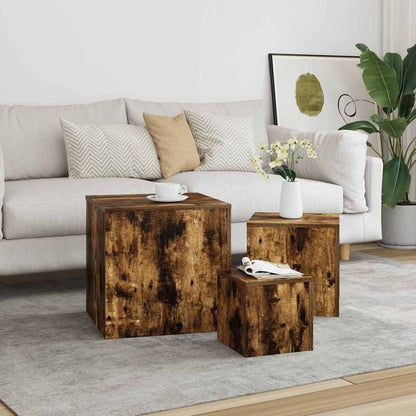vidaXL Side Tables 3 pcs Smoked Oak Engineered Wood 1