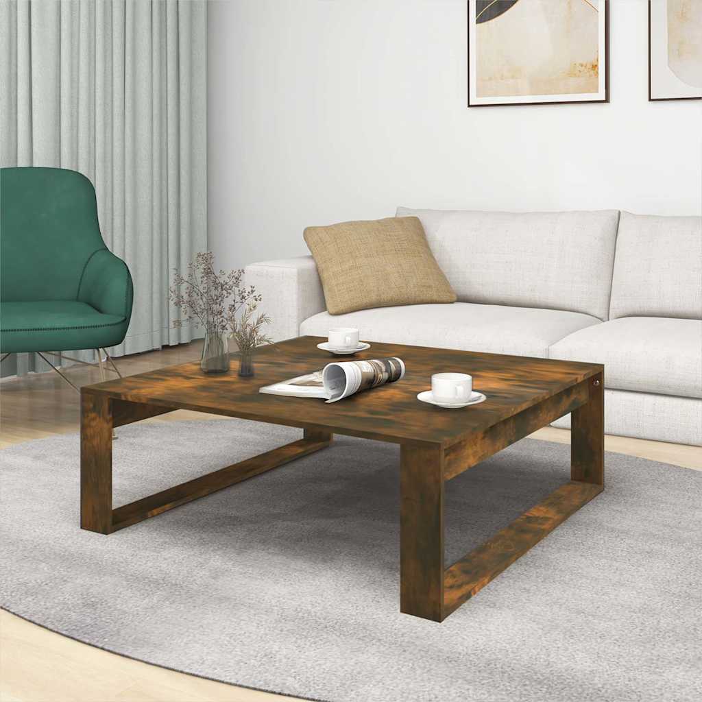 vidaXL Coffee Table Smoked Oak 100x100x35 cm Engineered Wood 3