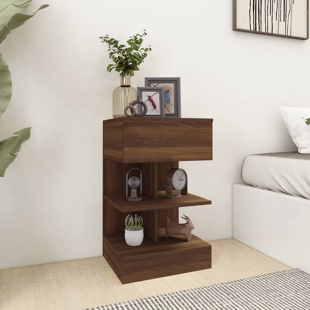 vidaXL Bedside Cabinet Brown Oak 40x35x65 cm Engineered Wood 1