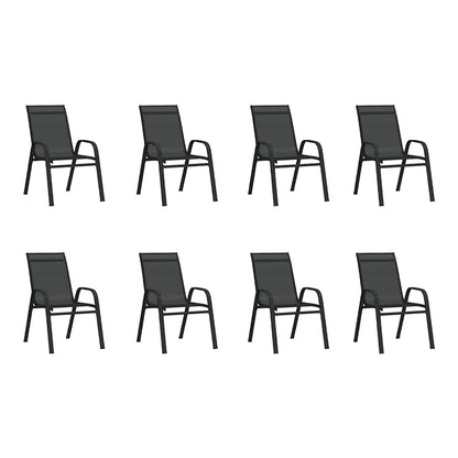 5 Piece Garden Dining Black 180 cm table length 8
