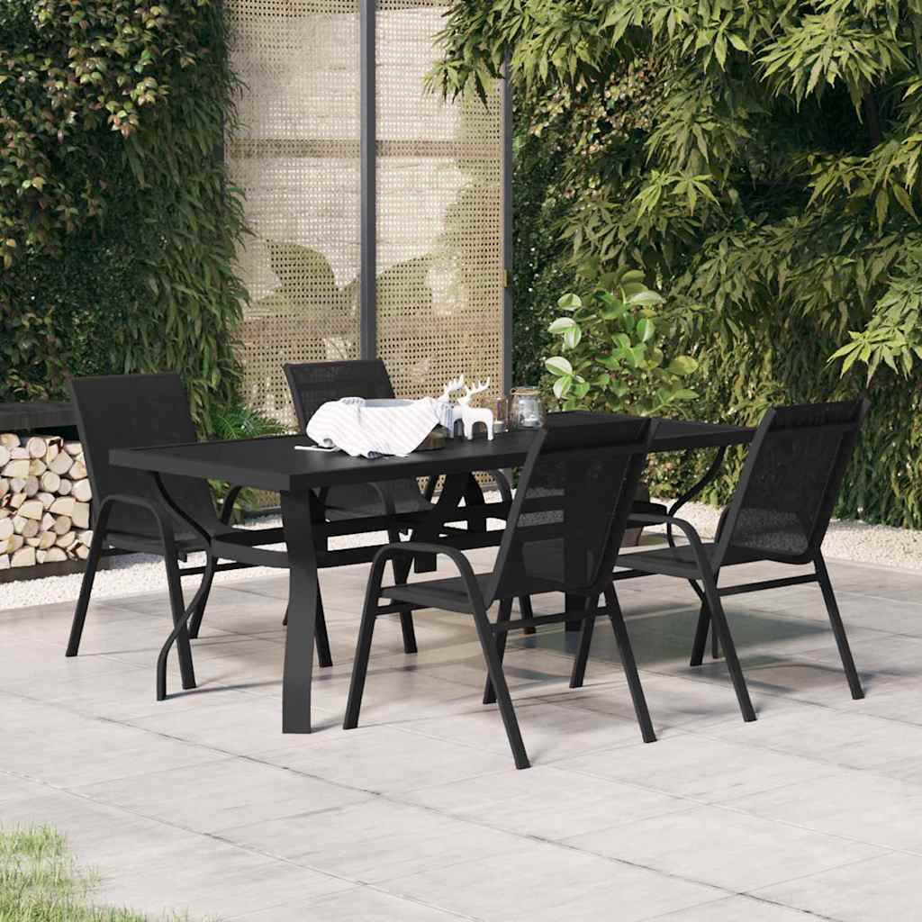 5 Piece Garden Dining Black 180 cm table length 4
