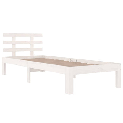 vidaXL Bed Frame without Mattress White Solid Wood 90x200 cm 3
