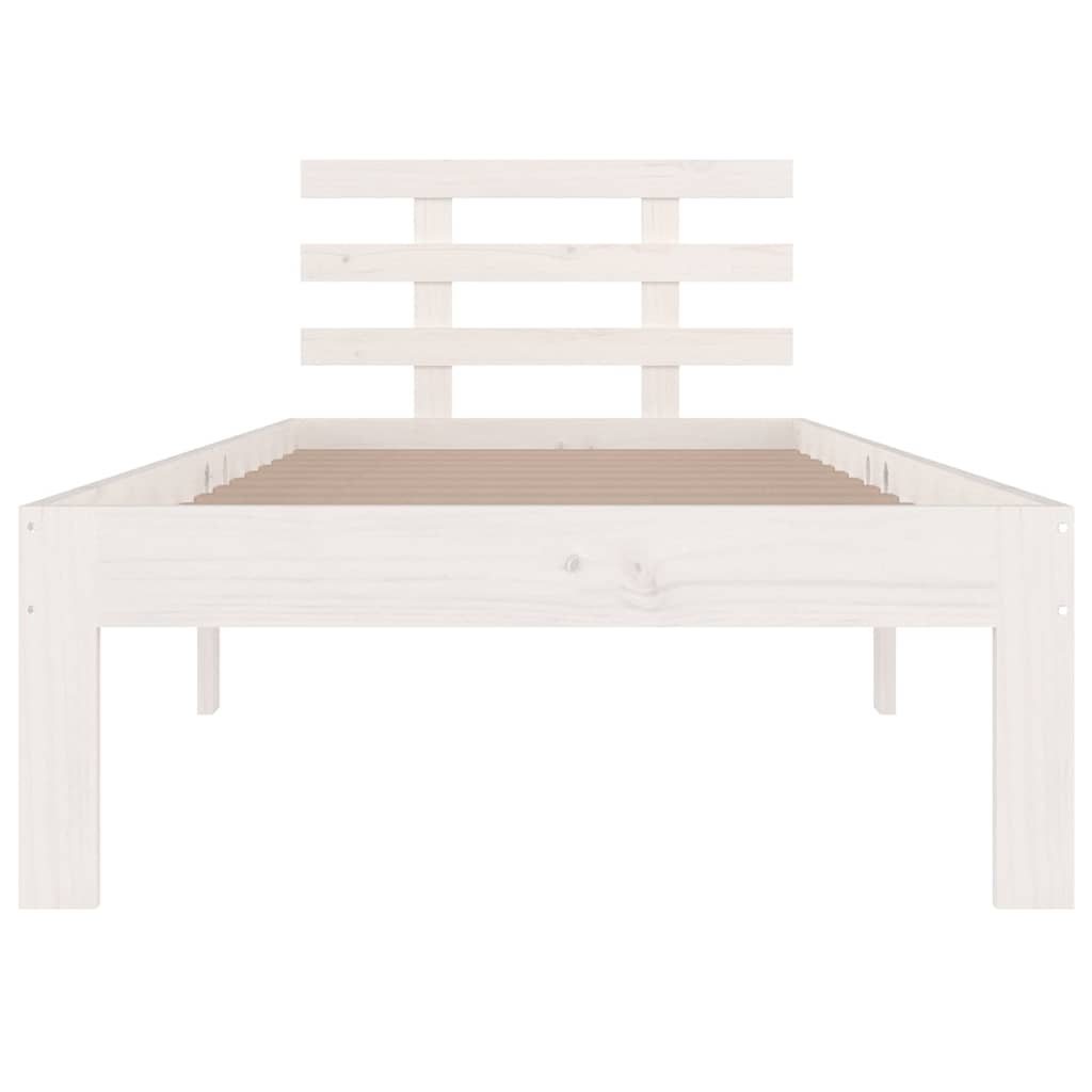 vidaXL Bed Frame without Mattress White Solid Wood 90x200 cm 4