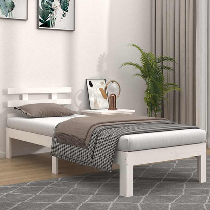 vidaXL Bed Frame without Mattress White Solid Wood 90x200 cm 1
