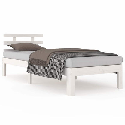 vidaXL Bed Frame without Mattress White Solid Wood 100x200 cm 2