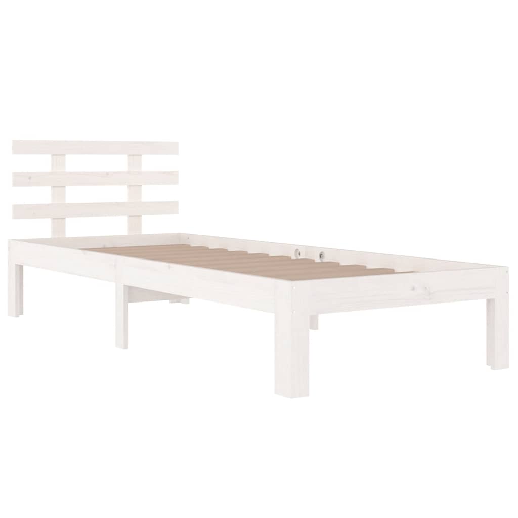 vidaXL Bed Frame without Mattress White Solid Wood 100x200 cm 3