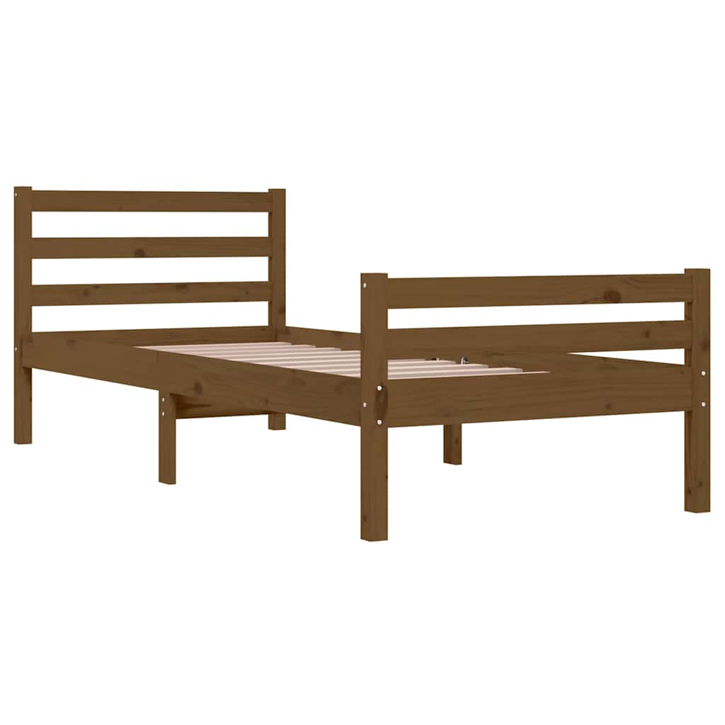 vidaXL Bed Frame | Honey brown | Solid pine wood, Plywood | Small Single 4