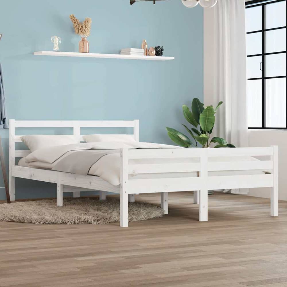 Bed Frame without Mattress Solid Wood Length White