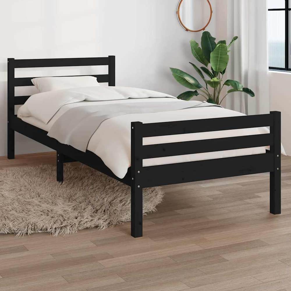 Bed Frame without Mattress Solid Wood Length 200 cm Black 100 cm