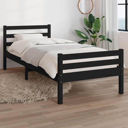 Bed Frame without Mattress Solid Wood Length 200 cm Black 100 cm