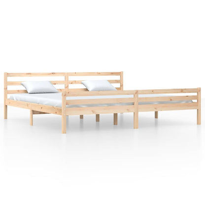 vidaXL Bed Frame | Natural wood | Solid pine wood | 200x200 cm | Bed Frame 2
