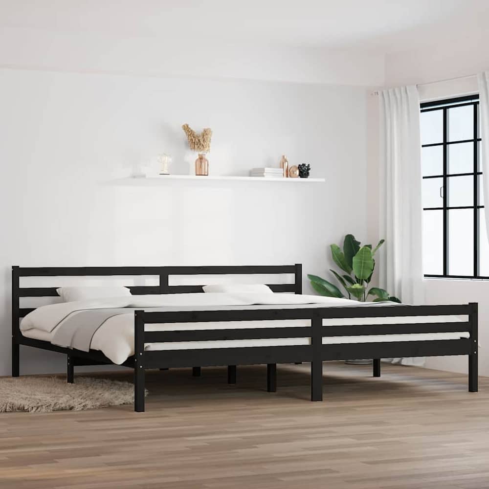 Bed Frame without Mattress Solid Wood Length 200 cm Black 200 cm