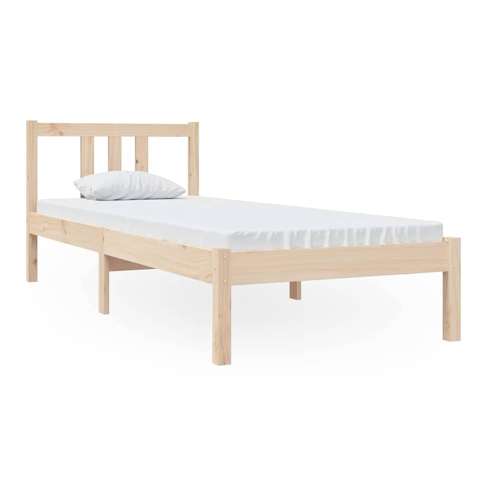 Bed Frame without Mattress Solid Wood Double Length 190 cm Natural 75 cm